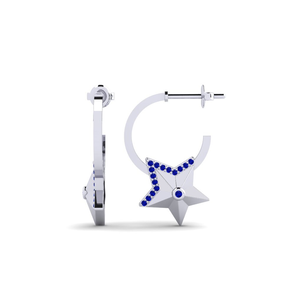 950 Palladium Sapphire Women's Earring Hriatrengna
