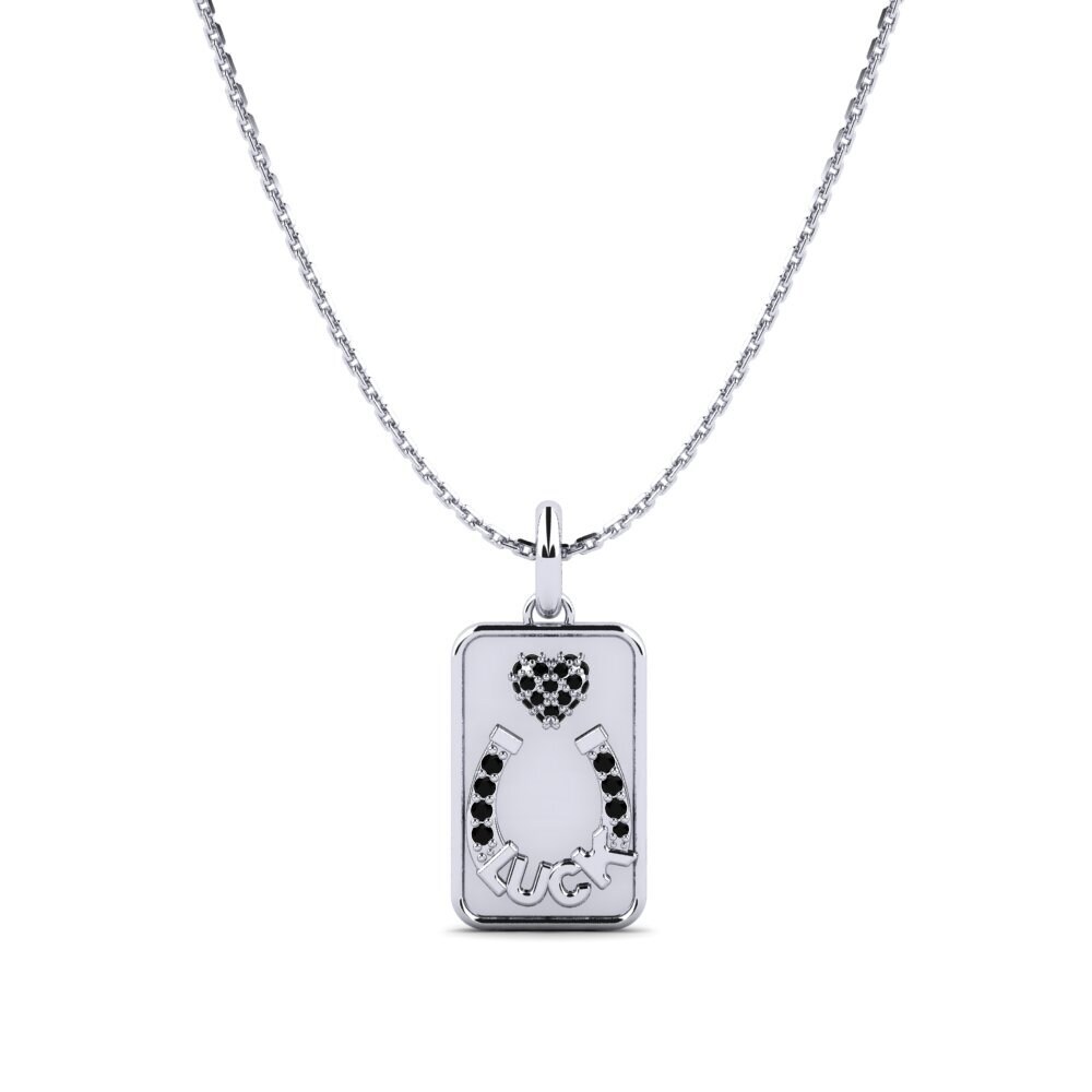 Weißgold 585 Schwarzer Saphir Damen anhänger Jautrs