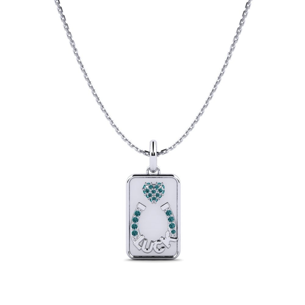 Weißgold 750 Blauer Diamant Damen anhänger Jautrs