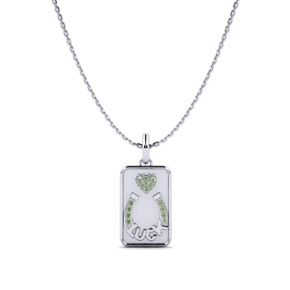 Weißgold 750 Grüner Diamant Damen anhänger Jautrs