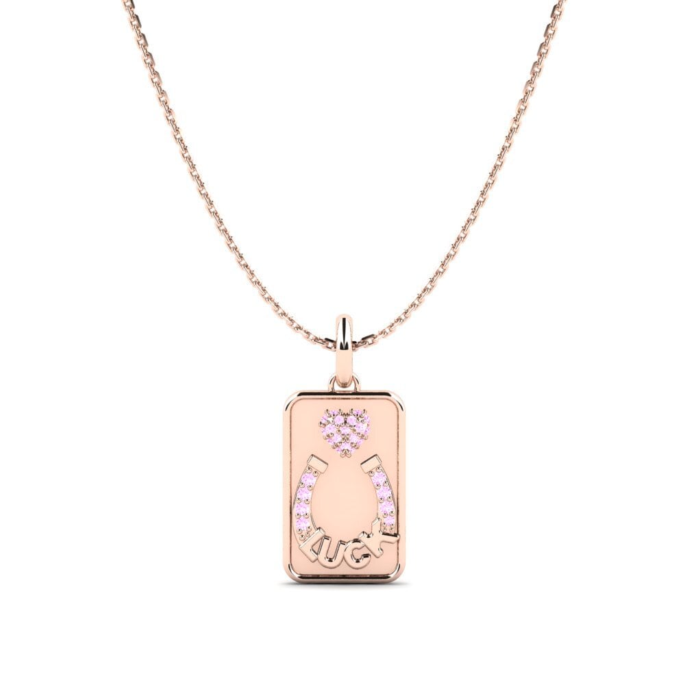 Rotgold 585 Rosa Saphir Damen anhänger Jautrs