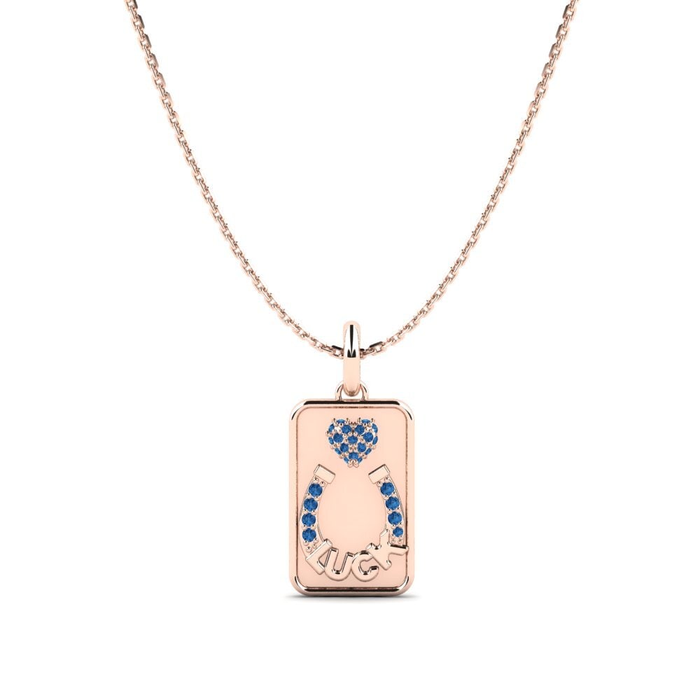Rotgold 585 Dunkelblauer Zirkonia Damen anhänger Jautrs