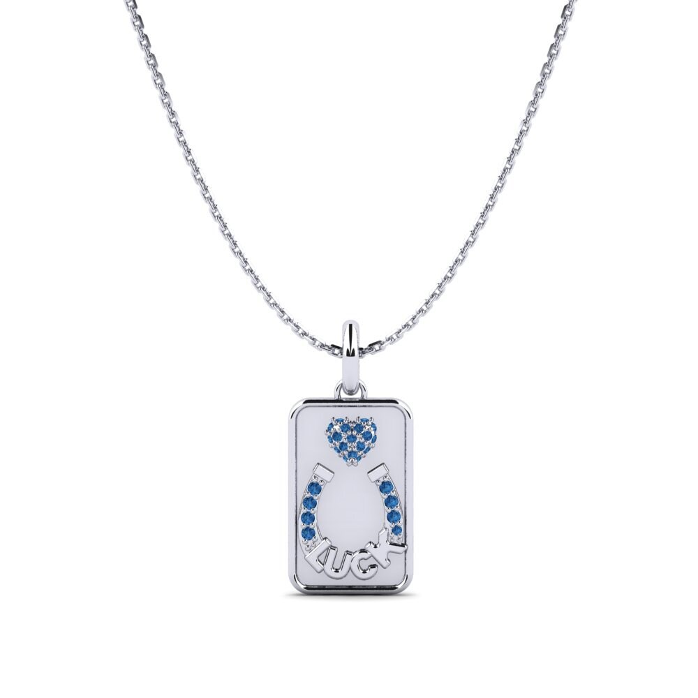 Weißgold 750 Dunkelblauer Zirkonia Damen anhänger Jautrs