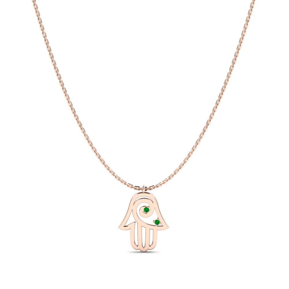 14ct Rose Gold Emerald Women's Necklace Jevon