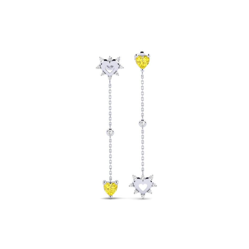 White Silver Yellow Sapphire Women's Earring Jihlava