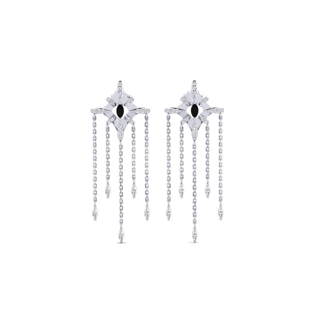 9ct White Gold Black Diamond Women's Earring Kannus