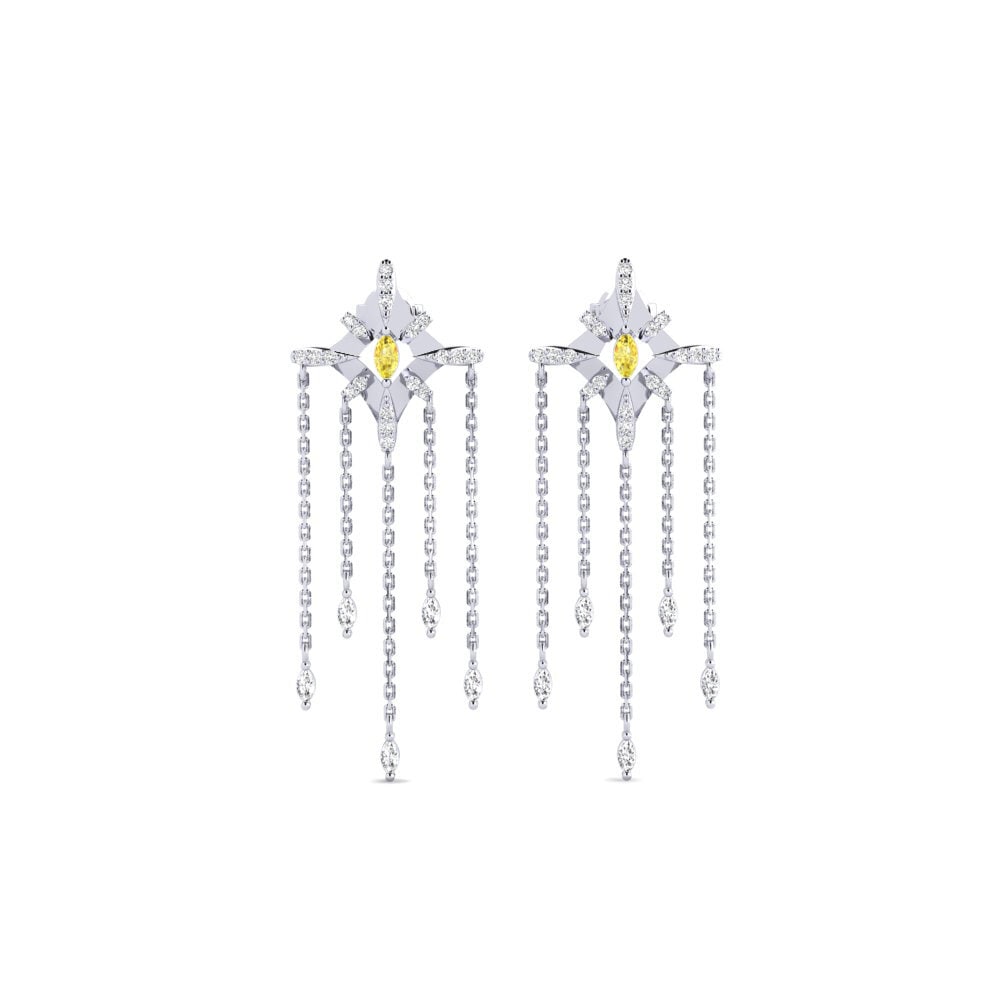 White Silver Yellow Sapphire Women's Earring Kannus