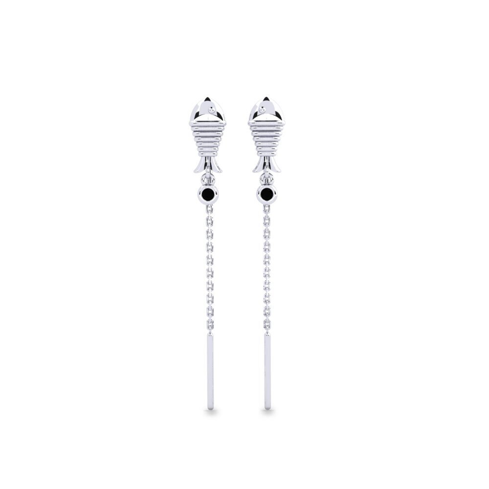 18ct White Gold Black Onyx Women's Earring Kauhava