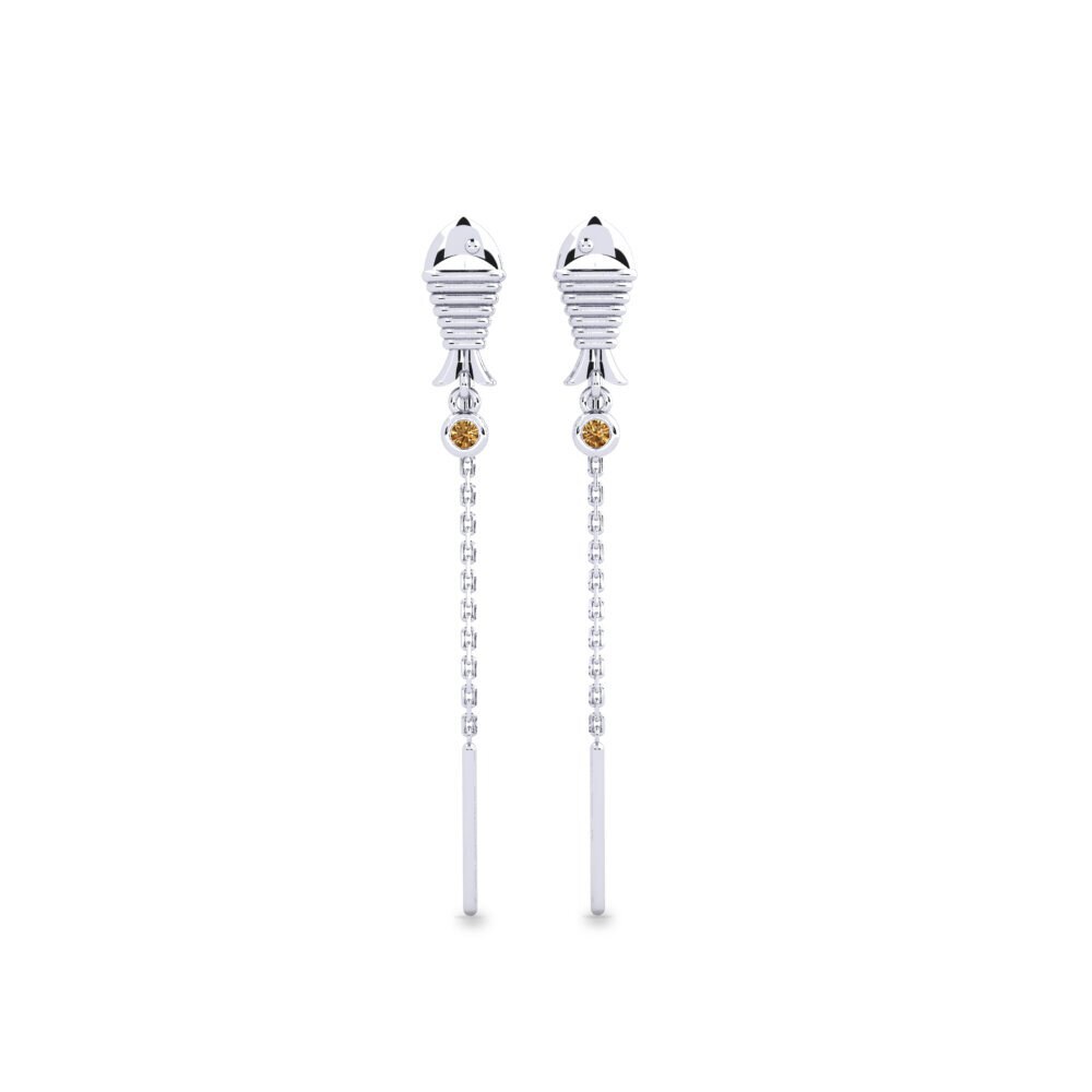 950 Palladium Brown Diamond Women's Earring Kauhava