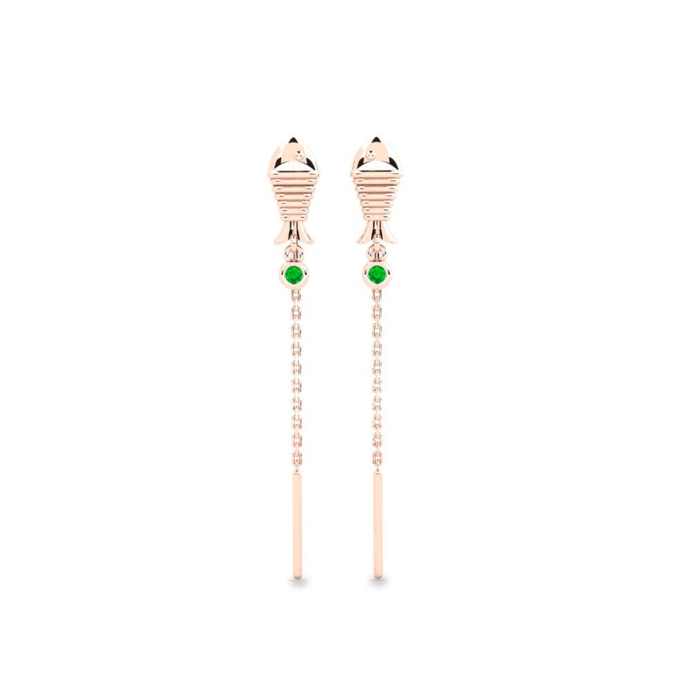 14ct Rose Gold Emerald Women's Earring Kauhava