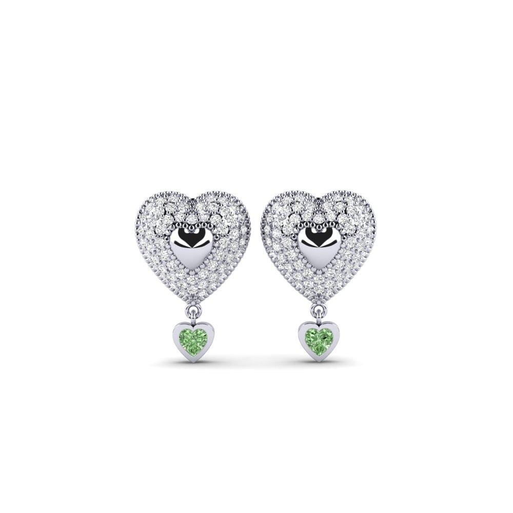 9ct White Gold Green Diamond Women's Earring Mansa