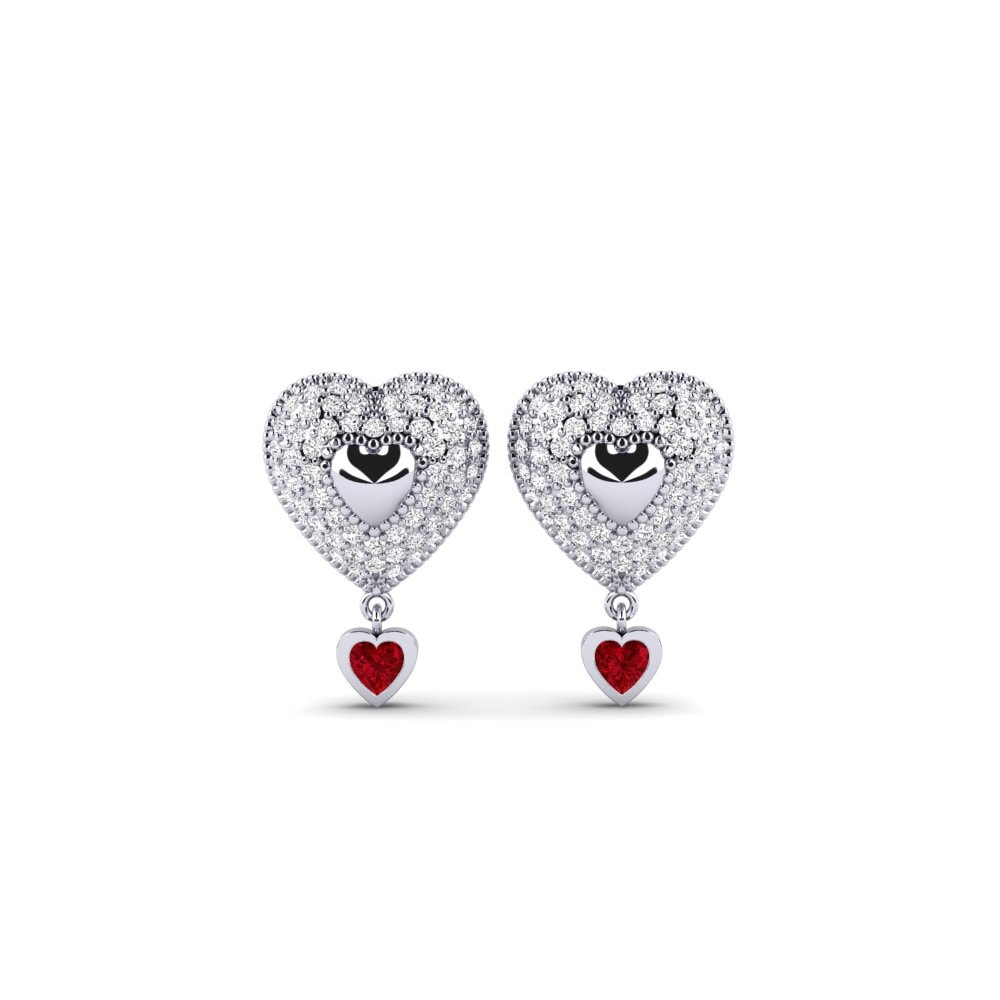 950 Platinum Red Zirconia Women's Earring Mansa