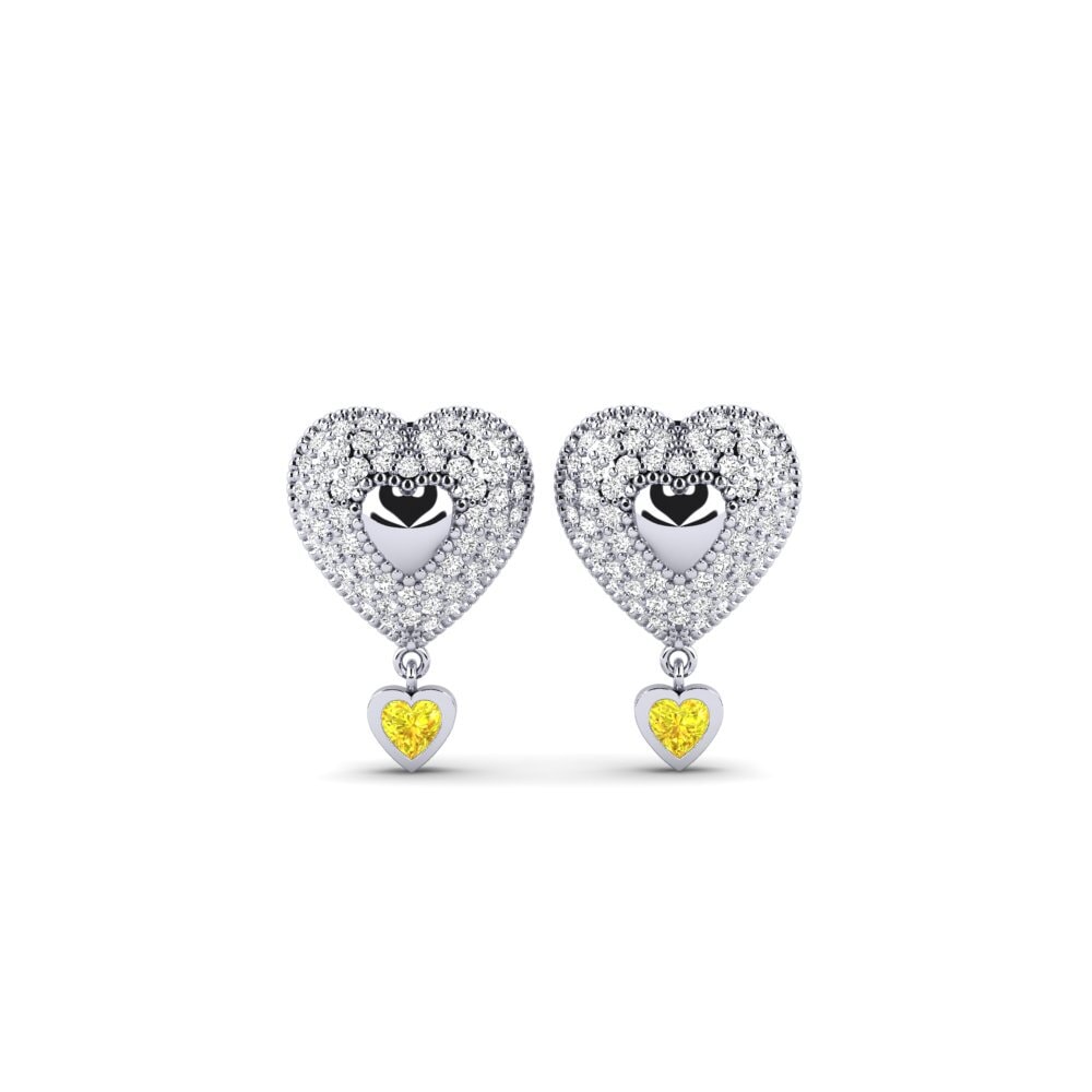 White Silver Yellow Sapphire Women's Earring Mansa