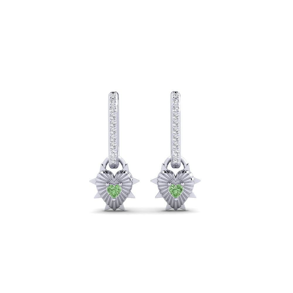 9ct White Gold Green Diamond Women's Earring Most