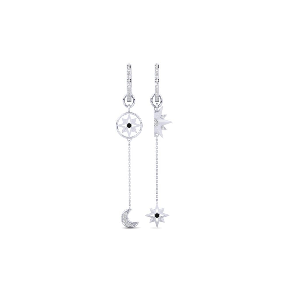 9ct White Gold Black Onyx Women's Earring Nekheb