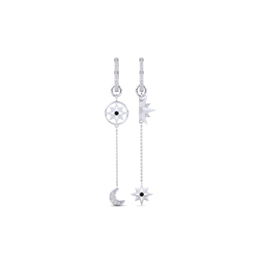 9ct White Gold Black Diamond Women's Earring Nekheb