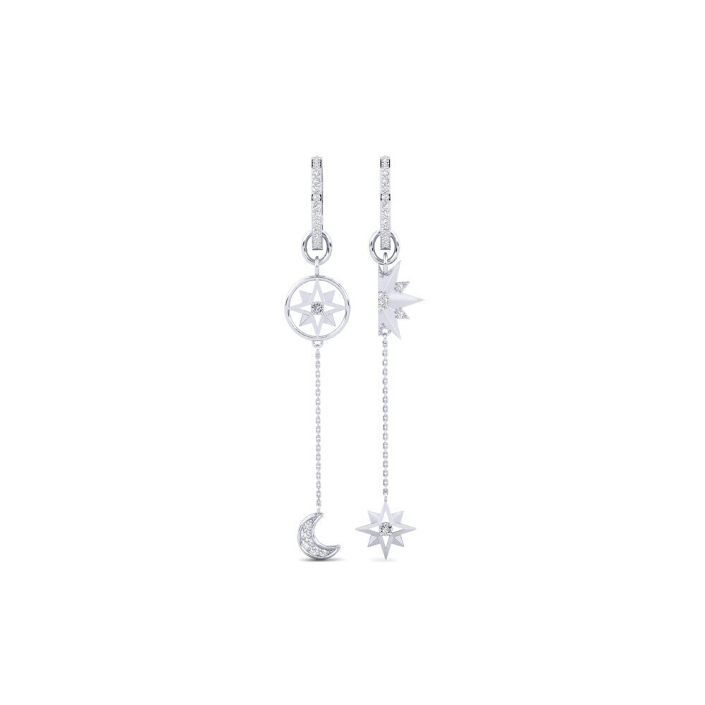 9ct White Gold Zirconia Women's Earring Nekheb
