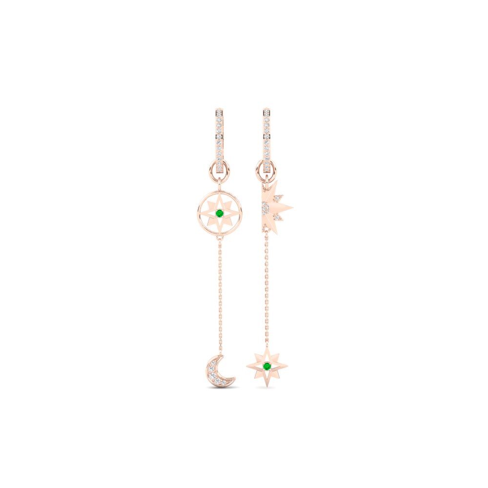 9ct Rose Gold Emerald Women's Earring Nekheb