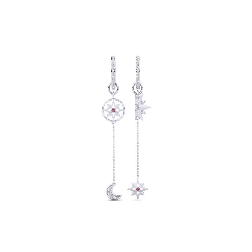 9ct White Gold Rhodolite Garnet Women's Earring Nekheb