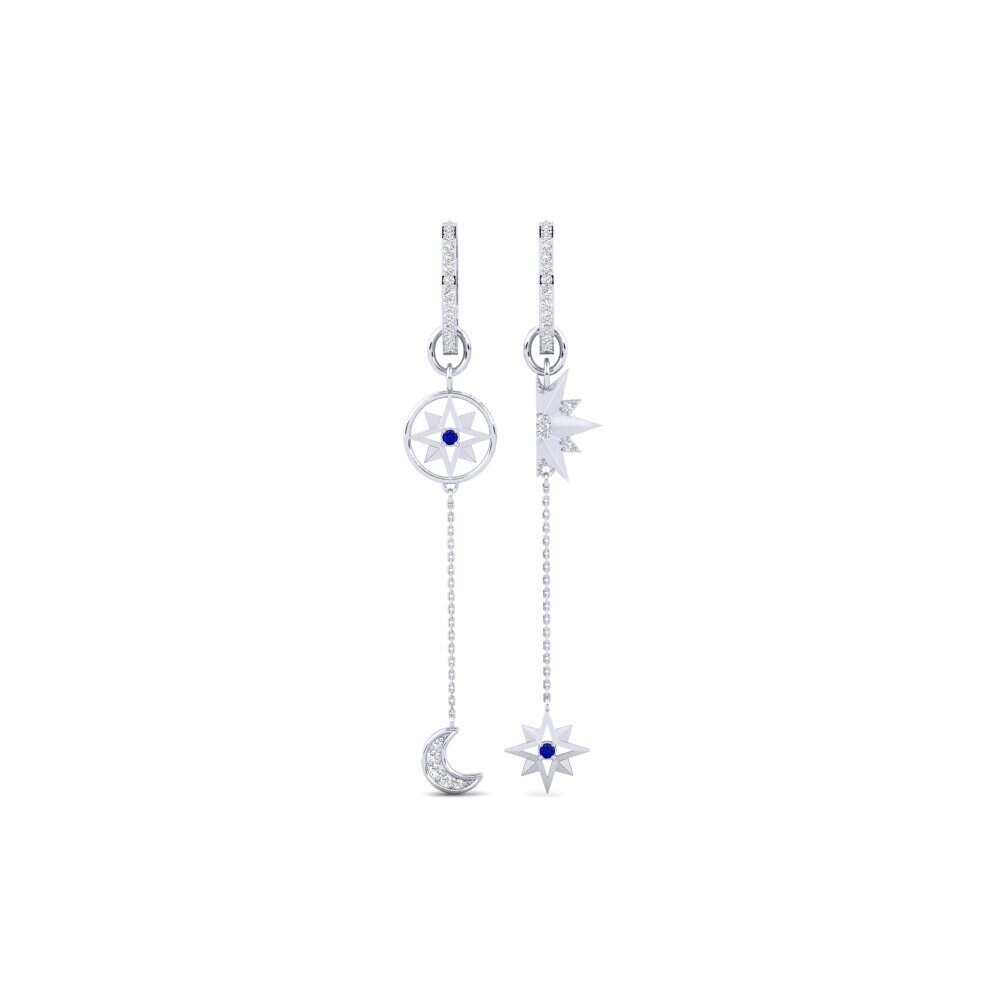 950 Palladium Sapphire Women's Earring Nekheb