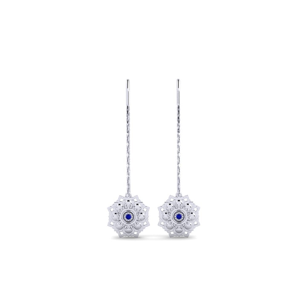 14ct White Gold Sapphire Women's Earring Norton - B