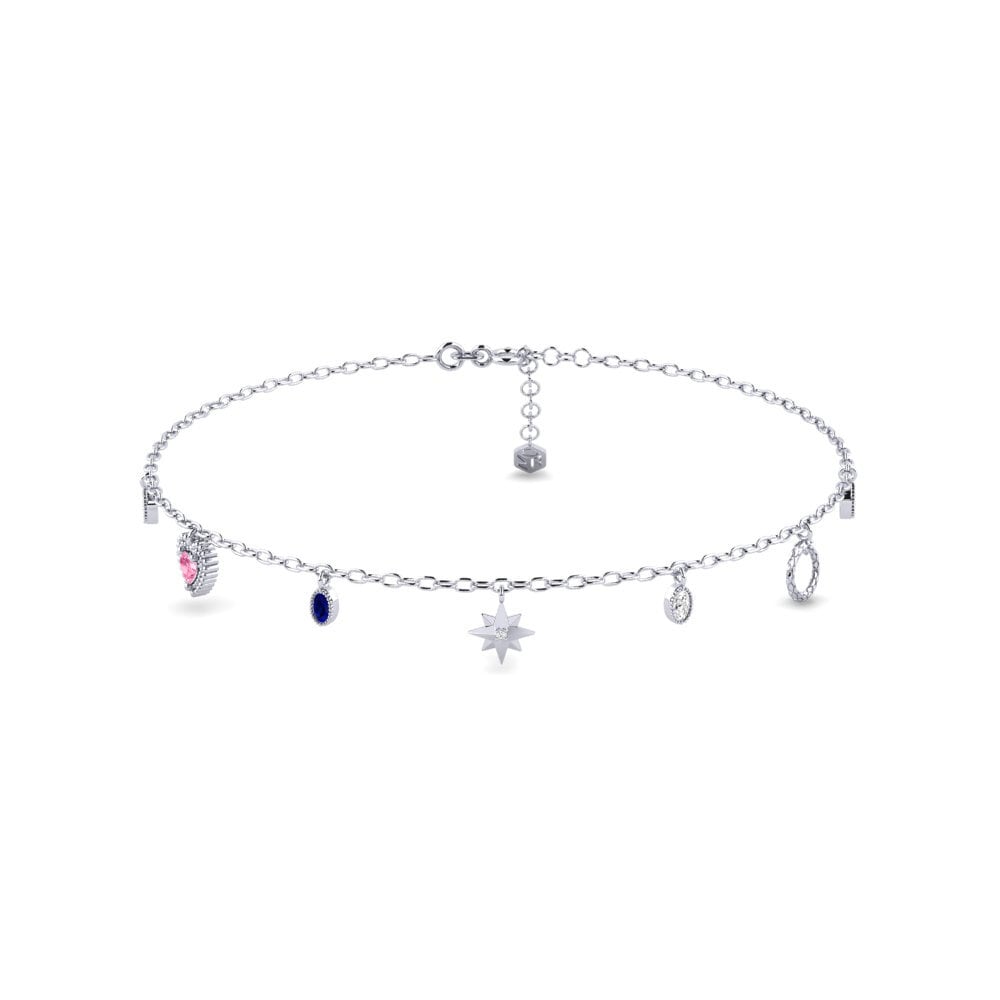 9ct White Gold Pink Sapphire Women's Anklet Peekskill