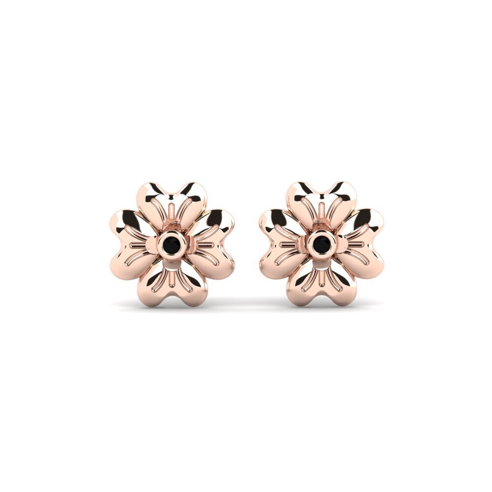 9ct Rose Gold Black Sapphire Women's Earring Polan