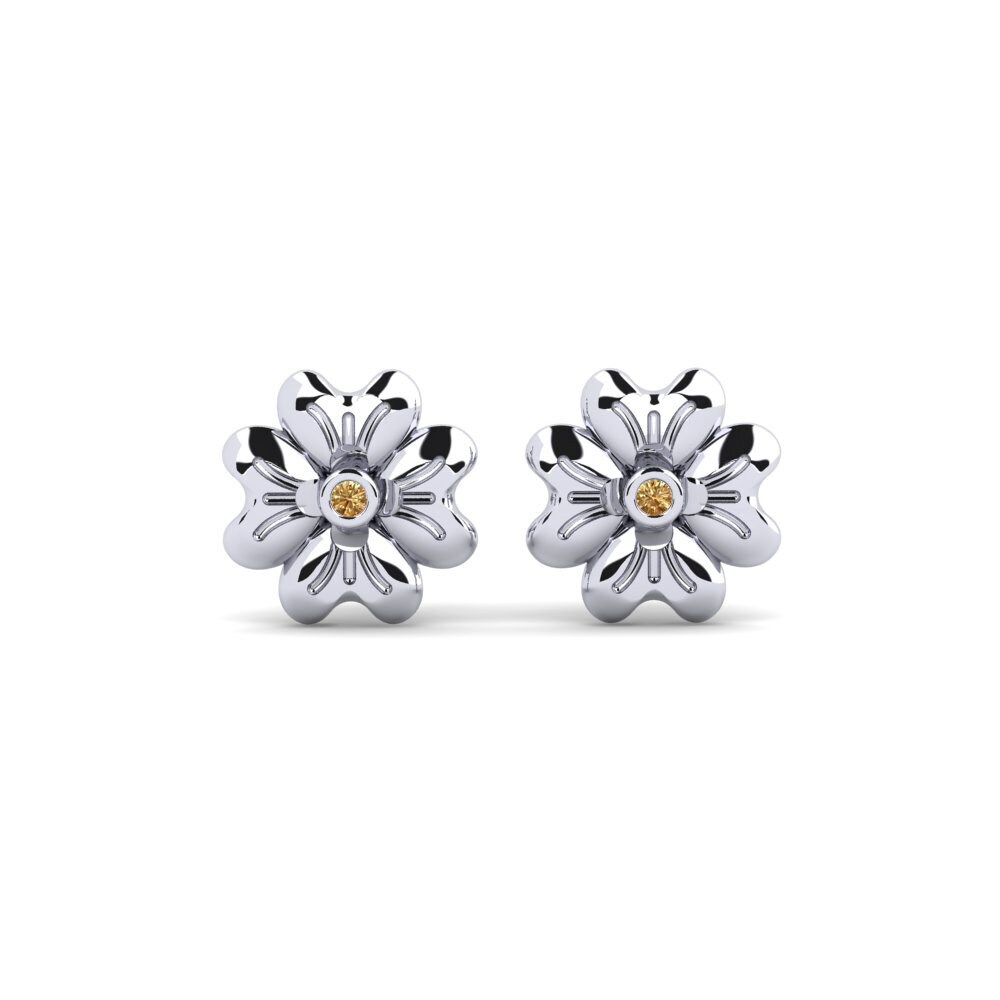 950 Palladium Brown Diamond Women's Earring Polan