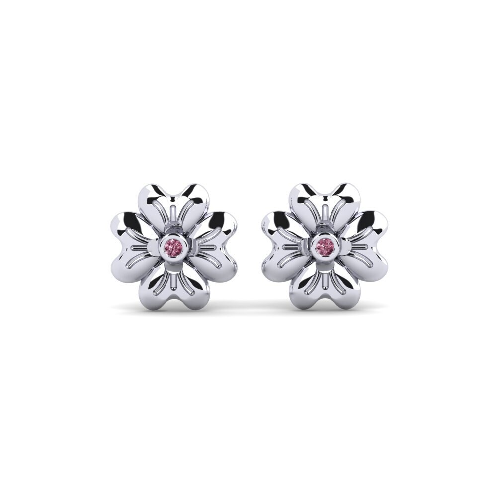 950 Platinum Rhodolite Garnet Women's Earring Polan