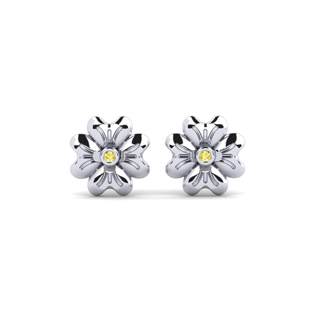 18ct White Gold Yellow Sapphire Women's Earring Polan