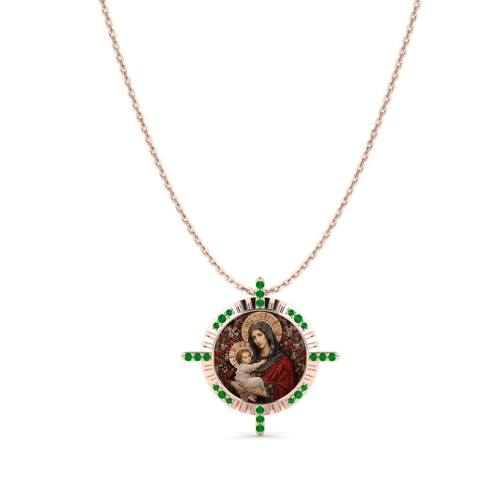 18ct Rose Gold Emerald Women's Pendant Saskia
