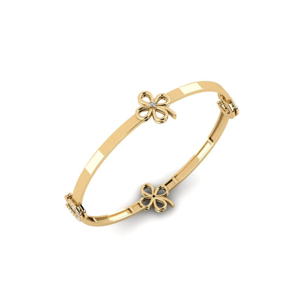 9ct Yellow Gold Zirconia Women's Bangle Sawran