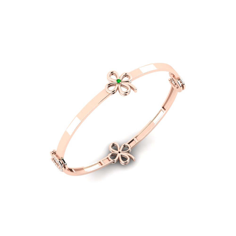 9ct Rose Gold Emerald Women's Bangle Sawran