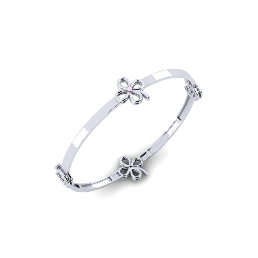 9ct White Gold Pink Sapphire Women's Bangle Sawran
