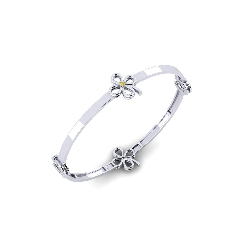 White Silver Yellow Sapphire Women's Bangle Sawran