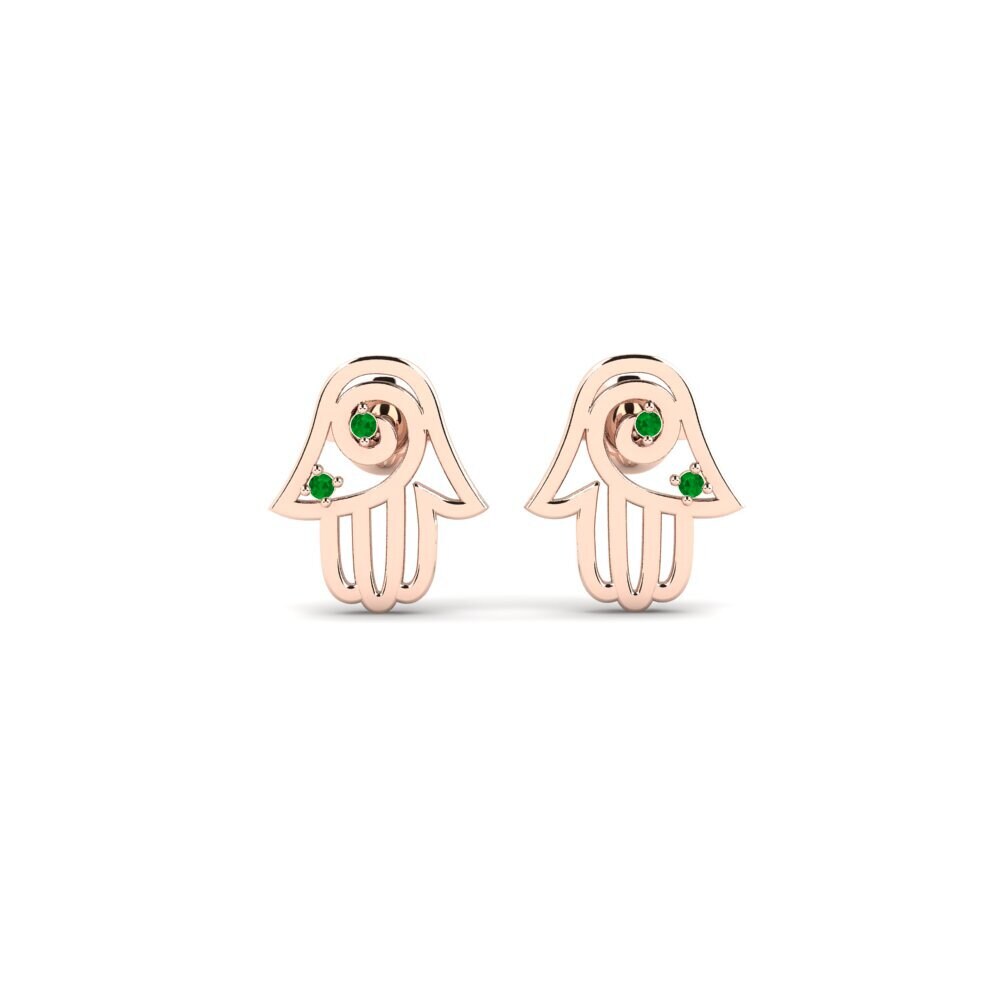 14ct Rose Gold Emerald Women's Earring Sindra