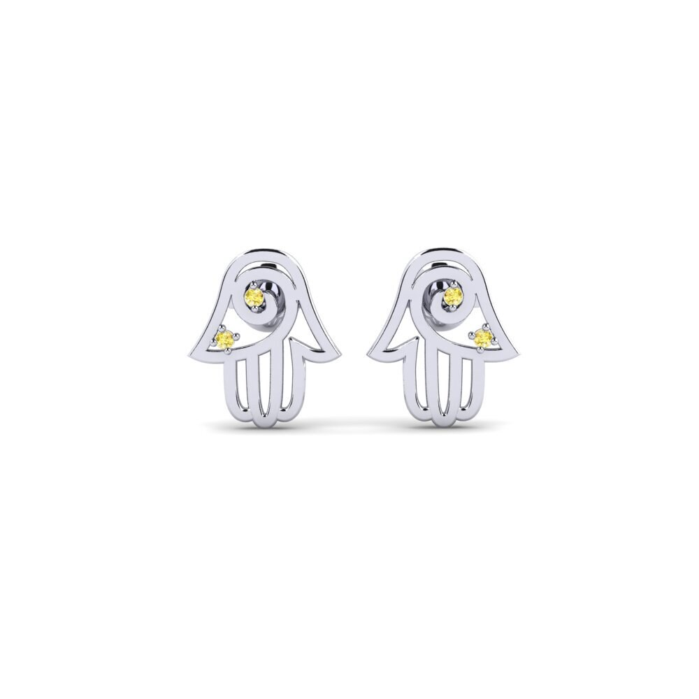18ct White Gold Yellow Sapphire Women's Earring Sindra