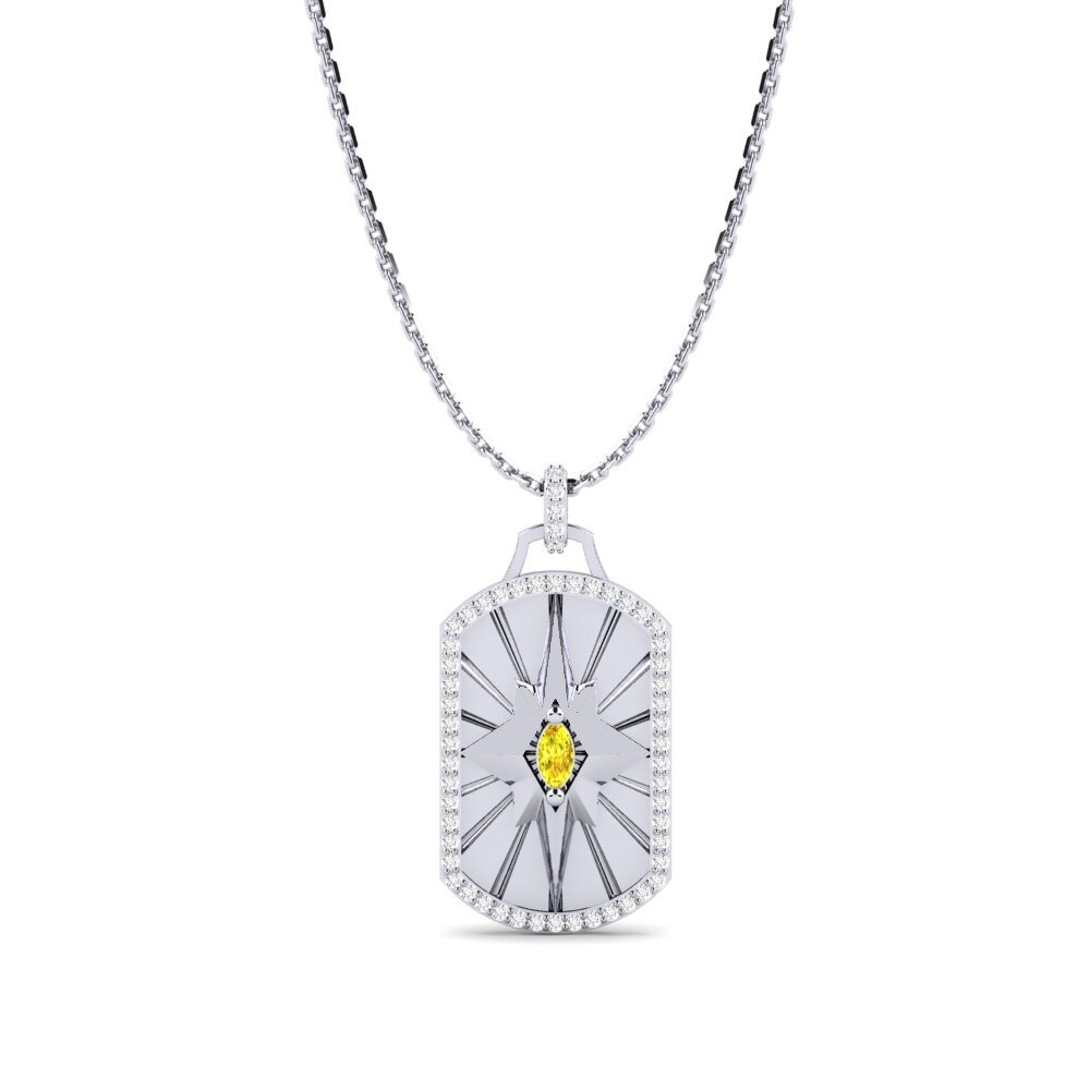 White Silver Yellow Sapphire Women's Pendant Tampere