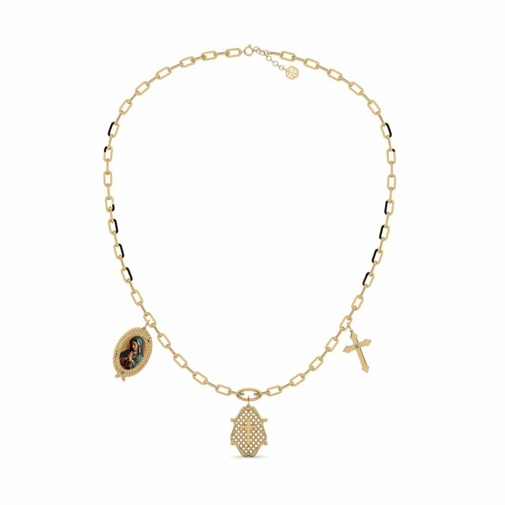 Groene Diamant Paperclip Ketting Tuilian