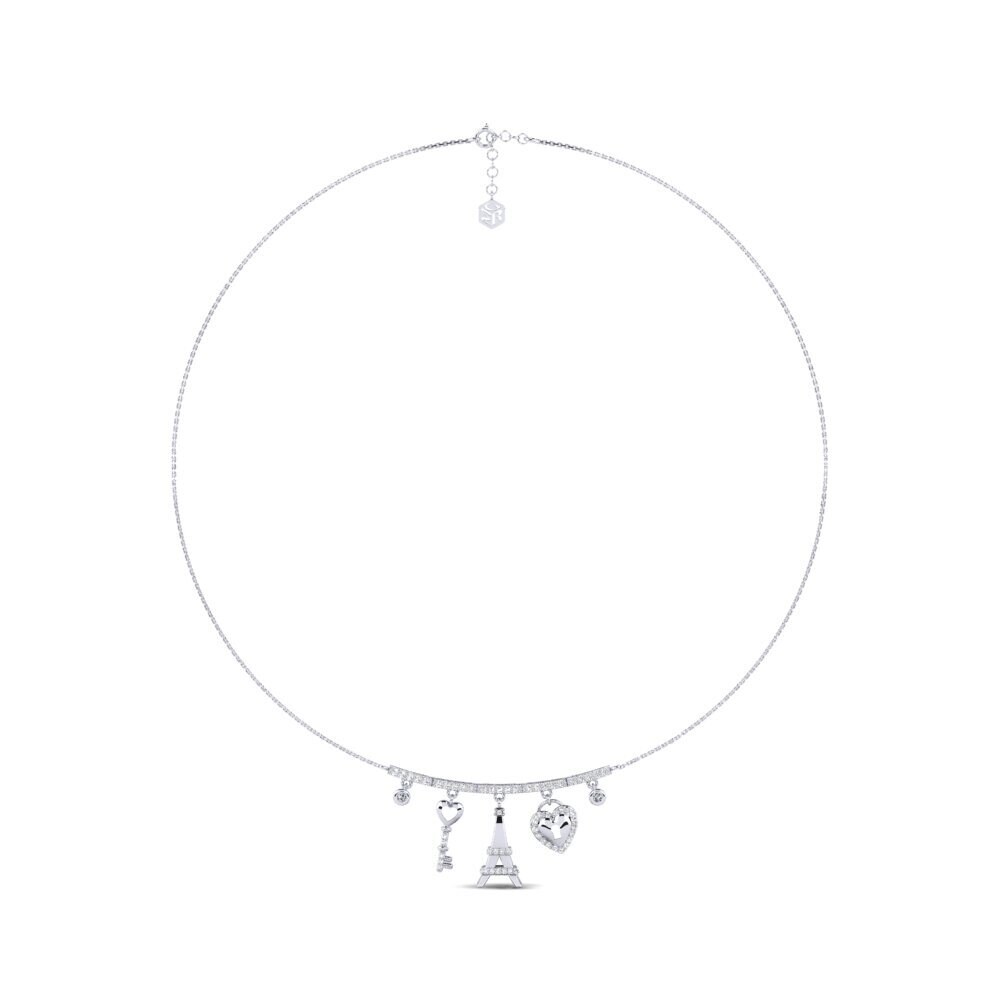 9ct White Gold Zirconia Women's Necklace Ubungane