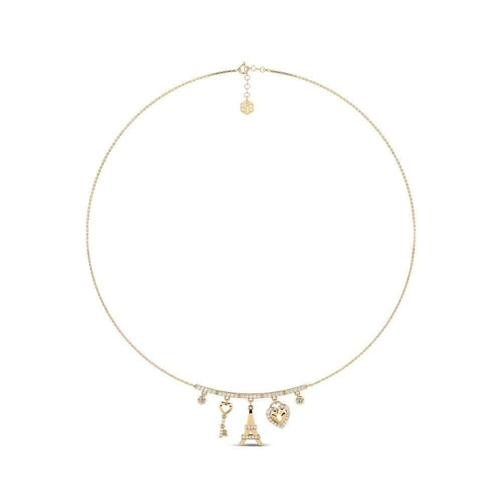 9ct Yellow Gold Zirconia Women's Necklace Ubungane