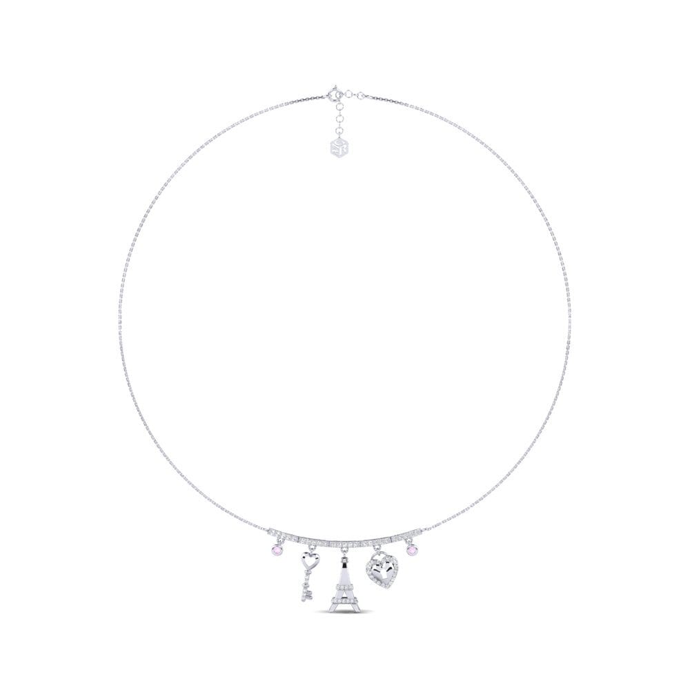 9ct White Gold Pink Sapphire Women's Necklace Ubungane