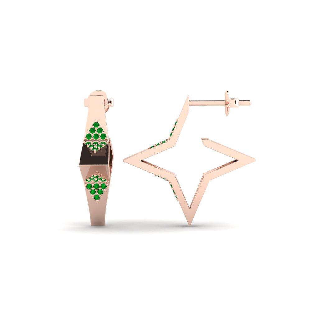 9ct Rose Gold Emerald Women's Earring Vammala