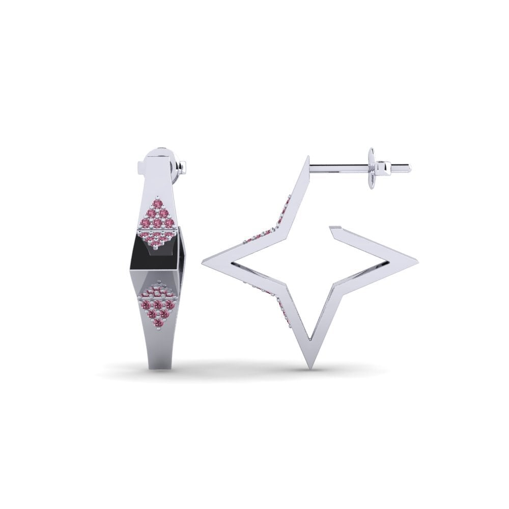 9ct White Gold Rhodolite Garnet Women's Earring Vammala