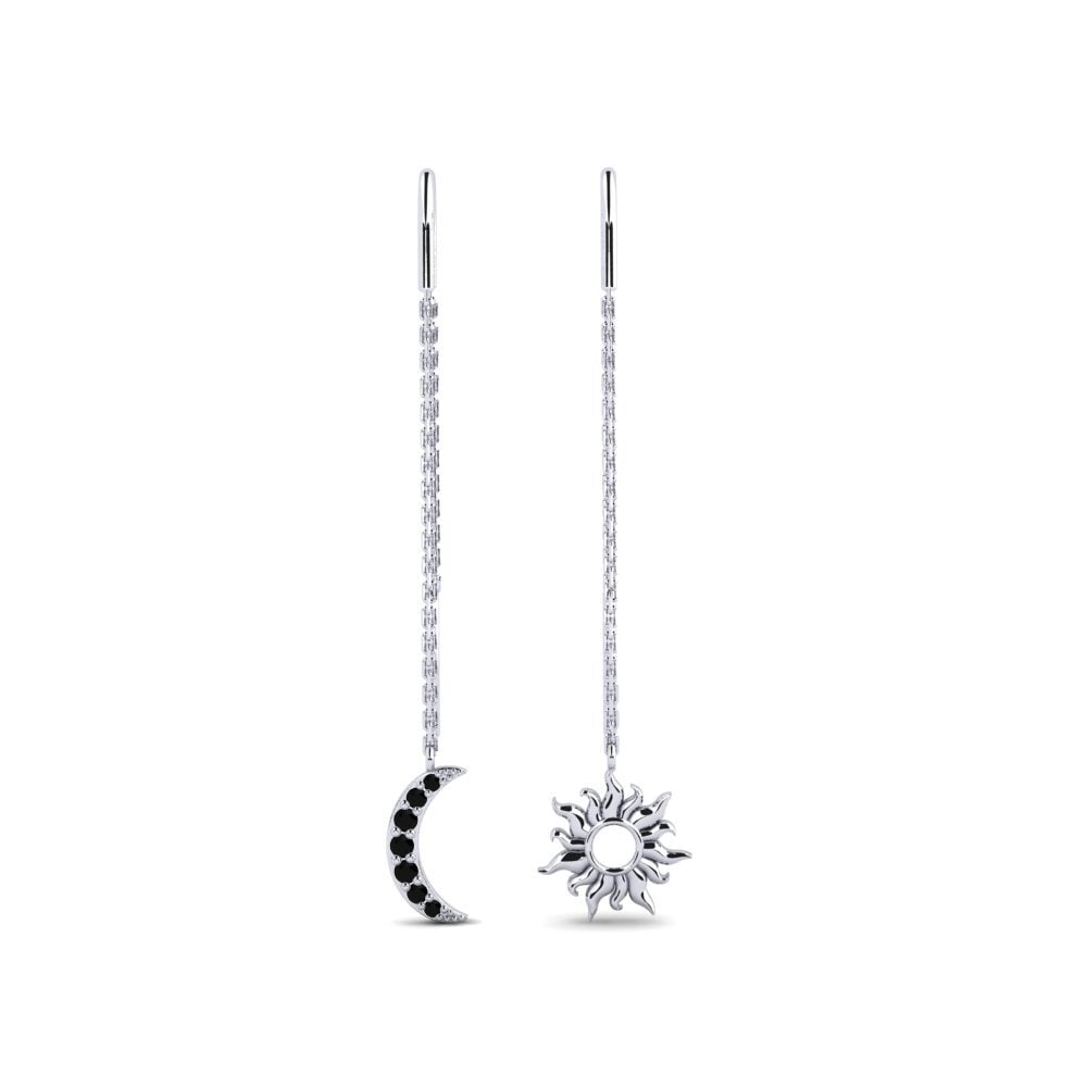18ct White Gold Black Sapphire Women's Earring Vellykket