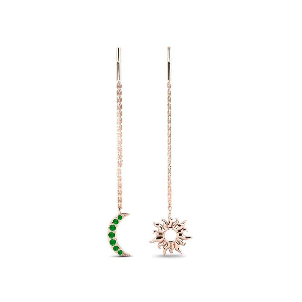 14ct Rose Gold Emerald Women's Earring Vellykket