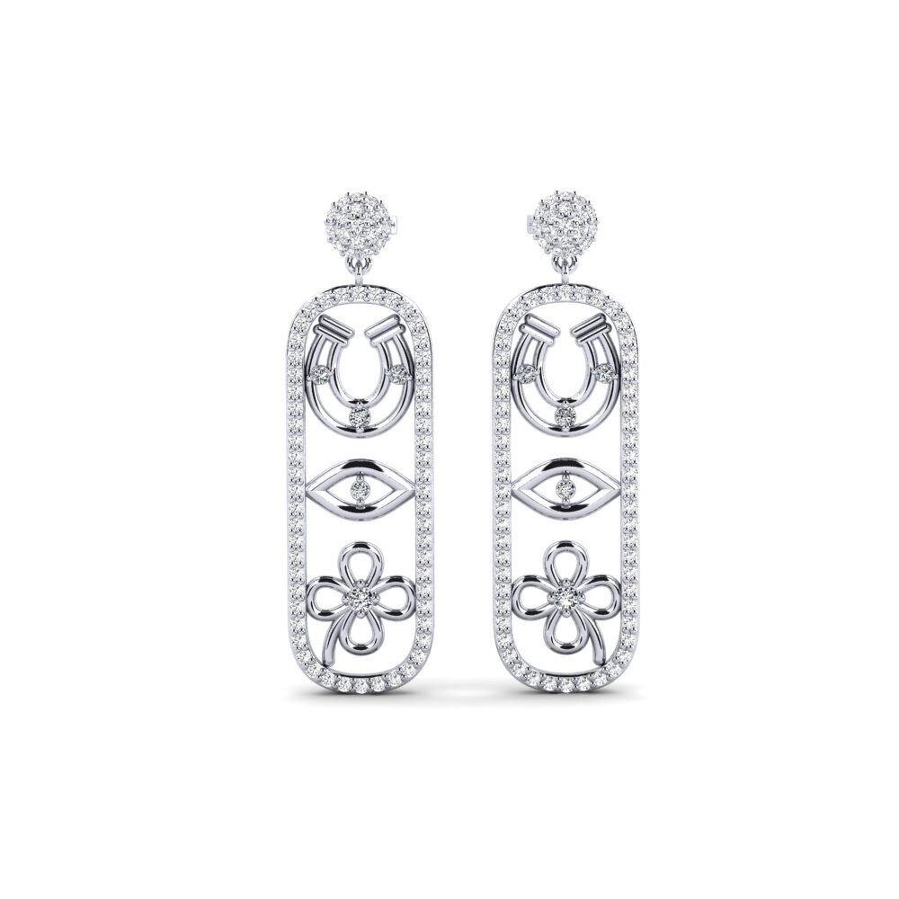 9ct White Gold Zirconia Women's Earring Vidisha - B