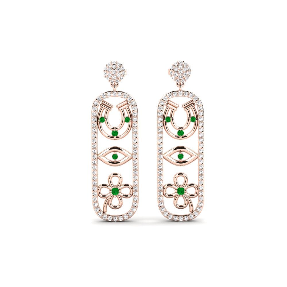 9ct Rose Gold Emerald Women's Earring Vidisha - B