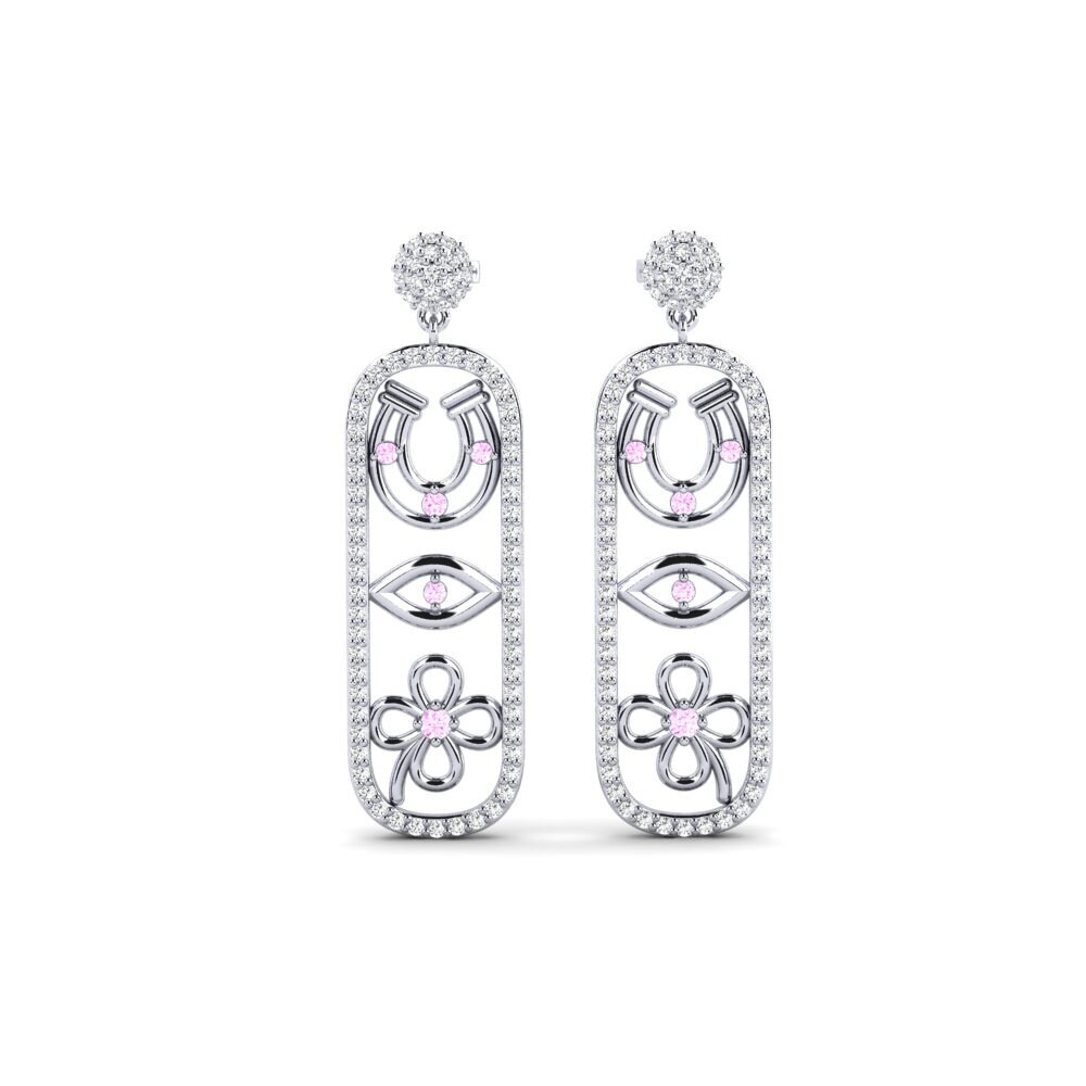 9ct White Gold Pink Sapphire Women's Earring Vidisha - B
