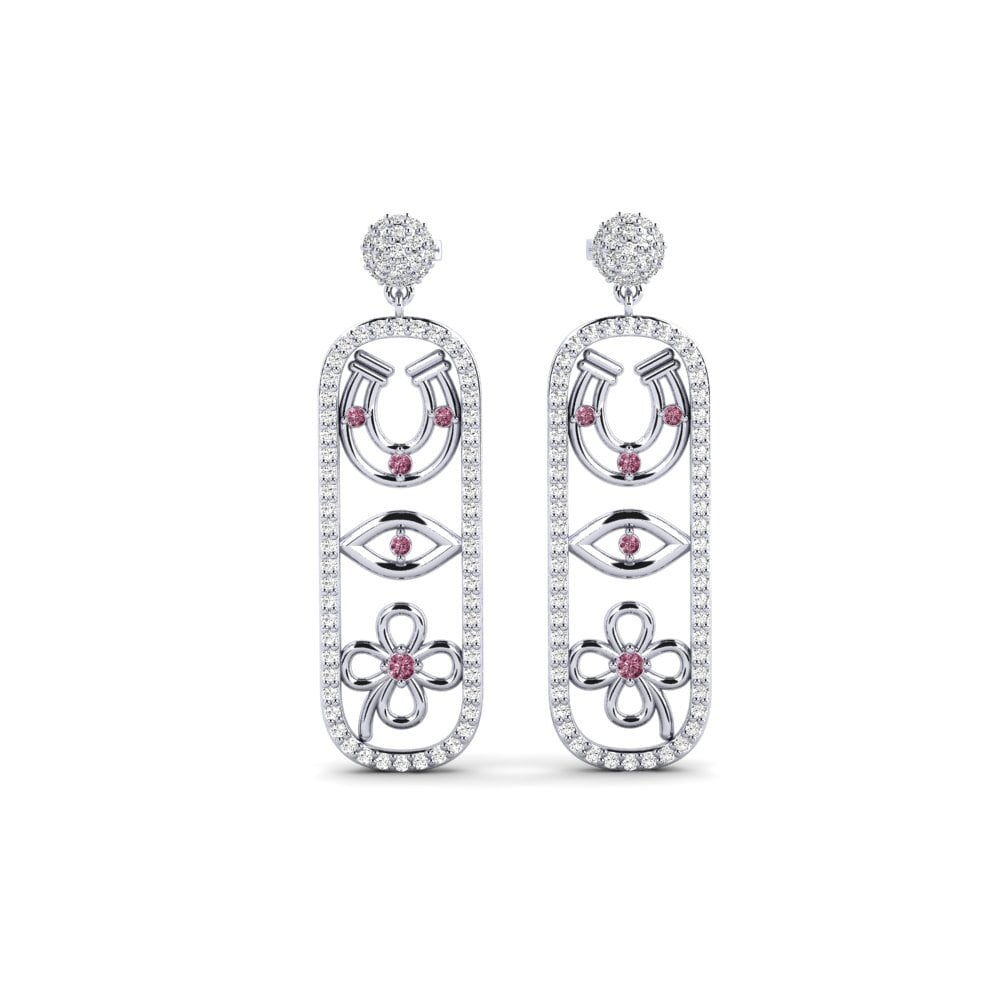 9ct White Gold Rhodolite Garnet Women's Earring Vidisha - B